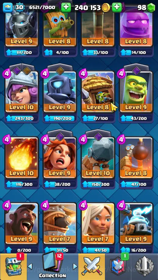 Clash Royale Accounts Midgame Lv 30|Trophy 6030|KTL 11|Limited Skin|Card 106| 1 HERO 2 EVO 1 Champ 13 Legendary 33 Epic 30 8