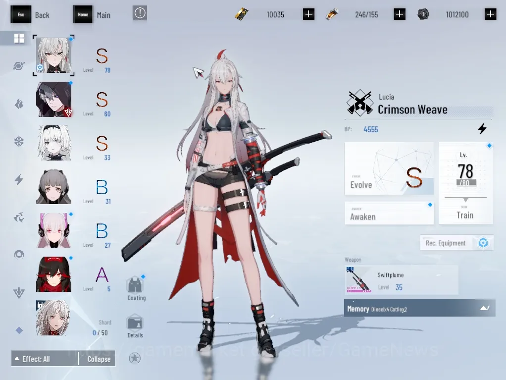 Punishing: Gray Raven Accounts Starter EU |Lv 56|S Lucia Crimson Weave, S Camu Crocotta, S No 21 Feral|10k BC, 3k YC|1 S 1