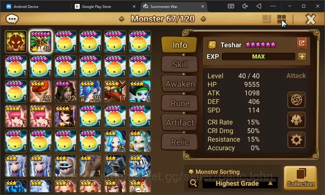 Summoners War: Sky Arena Accounts Starter GLOBAL | NB 5 TESHAR,Starter Gacha 115 12Y+160 11Y Scrool, 3 Legendary All 2