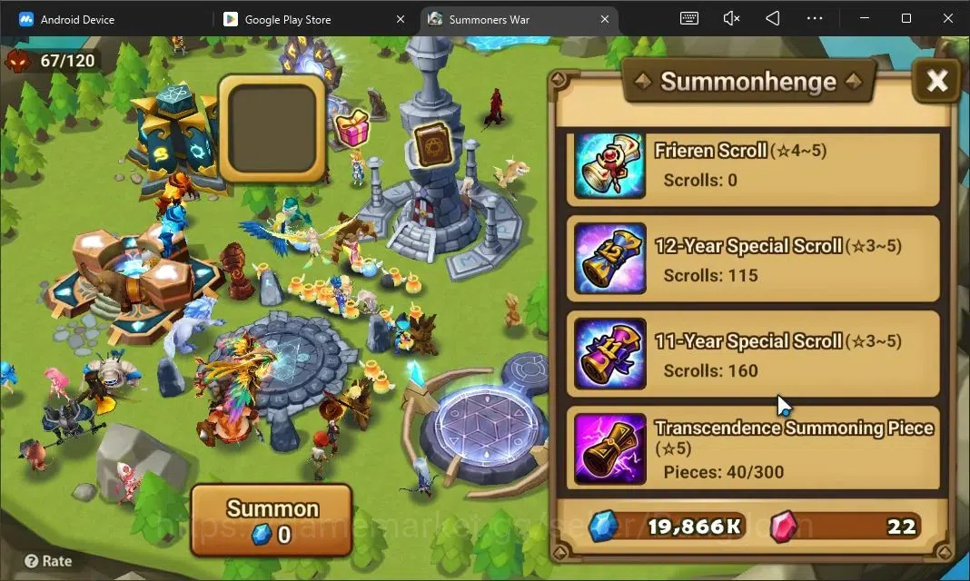 Summoners War: Sky Arena Accounts Starter GLOBAL | NB 5 TESHAR,Starter Gacha 115 12Y+160 11Y Scrool, 3 Legendary All 3