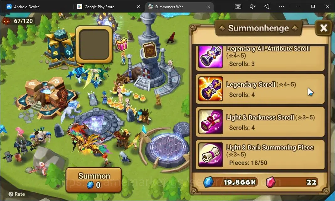 Summoners War: Sky Arena Accounts Starter GLOBAL | NB 5 TESHAR,Starter Gacha 115 12Y+160 11Y Scrool, 3 Legendary All 4