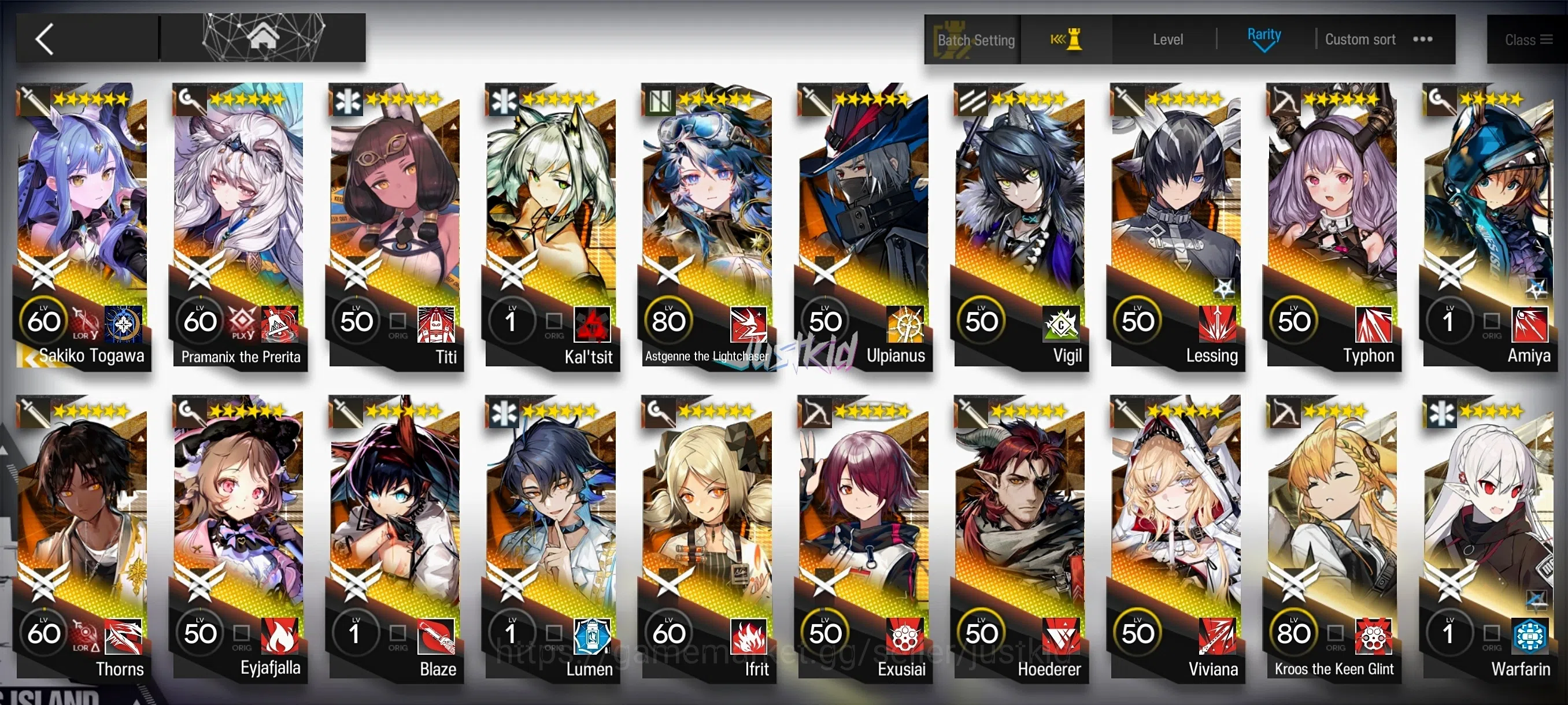 Arknights Accounts Mid-Tier ARKNIGHTS GLOBAL MIDGAME 17*6 , LIMITED SAKIKO , PRAMANIX 1