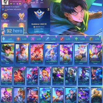 Mobile Legends: Bang Bang Accounts Rare Skin HERO 92 SKIN 120 | EMBLEM GOOD | LEVI MARTIS | FLUFFY DREAM FLORYN | PACE