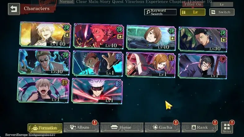 Jujutsu Kaisen: Phantom Parade Accounts EUROPE |PR 6|10 SSR 3 Limited|Awk Gojo,Entrusted L image 2