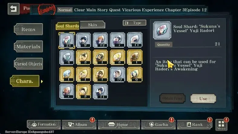 Jujutsu Kaisen: Phantom Parade Accounts EUROPE |PR 6|10 SSR 3 Limited|Awk Gojo,Entrusted L image 9