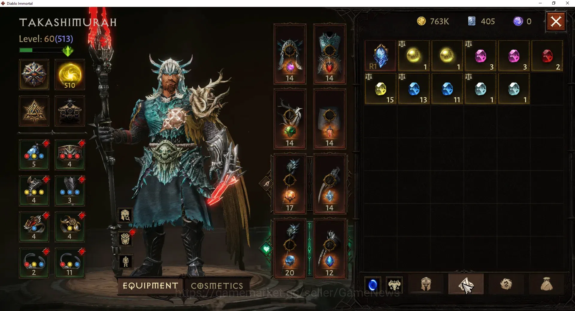 Diablo Immortal Accounts High-End SEA - Verathiel |CS ON|Lv 60 (513)|Druid|CR 33k|Reso 510|Paragon Maledictor|Inferno I|1 7