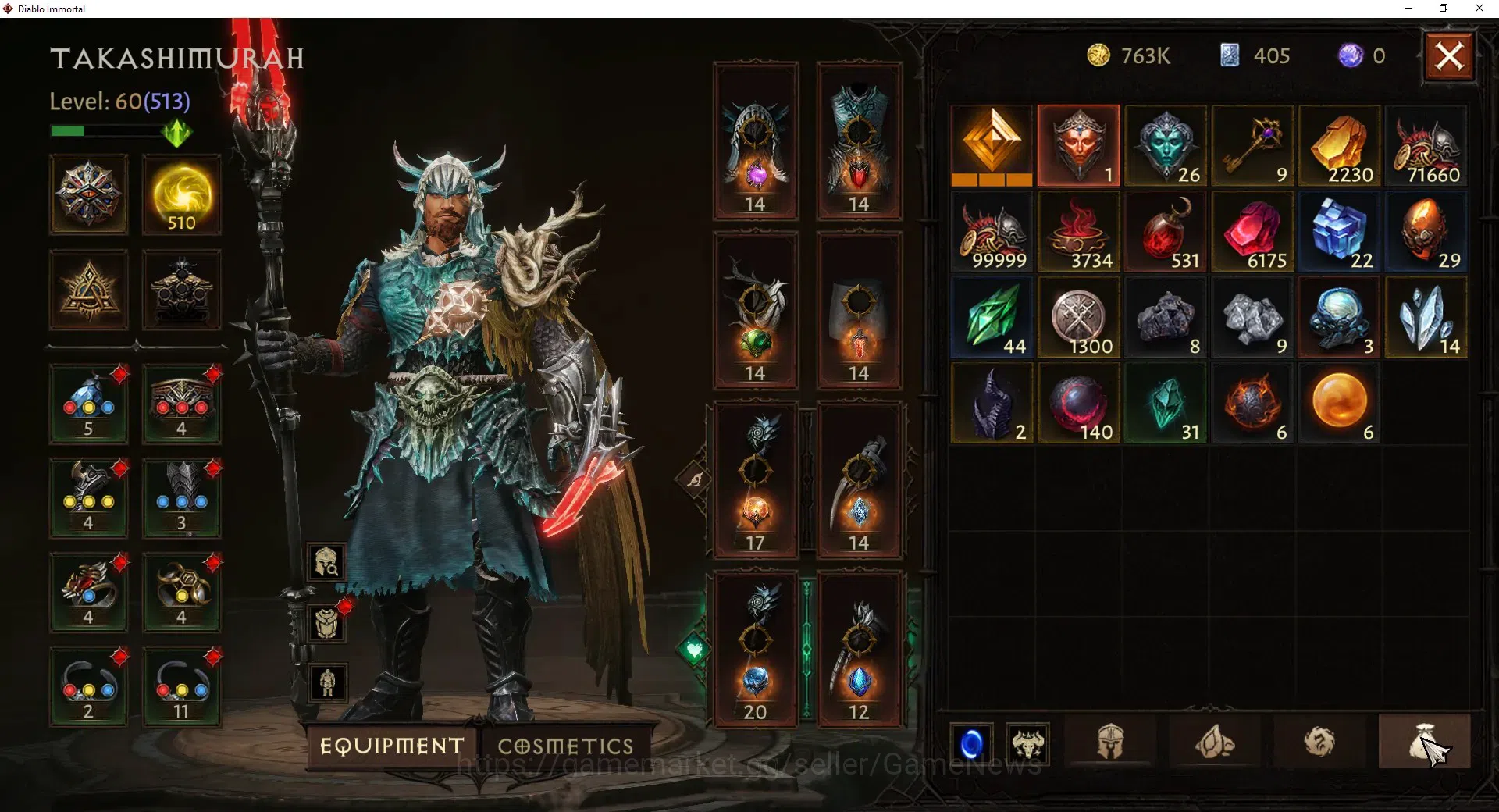 Diablo Immortal Accounts High-End SEA - Verathiel |CS ON|Lv 60 (513)|Druid|CR 33k|Reso 510|Paragon Maledictor|Inferno I|1 8