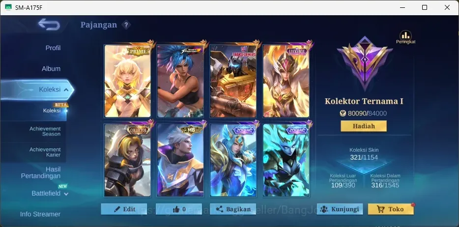 Mobile Legends: Bang Bang Accounts Collector Global|321S|Renowned|PRIME Beatrix,LBX Freya,Zodiac Lancelot Selena Hilda,TF 1