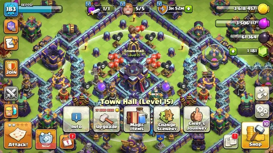 Clash of Clans Accounts Global | TH 15-BH 9|LVL 183 |HH9|BK 71,AQ 82,GW 58 image 1