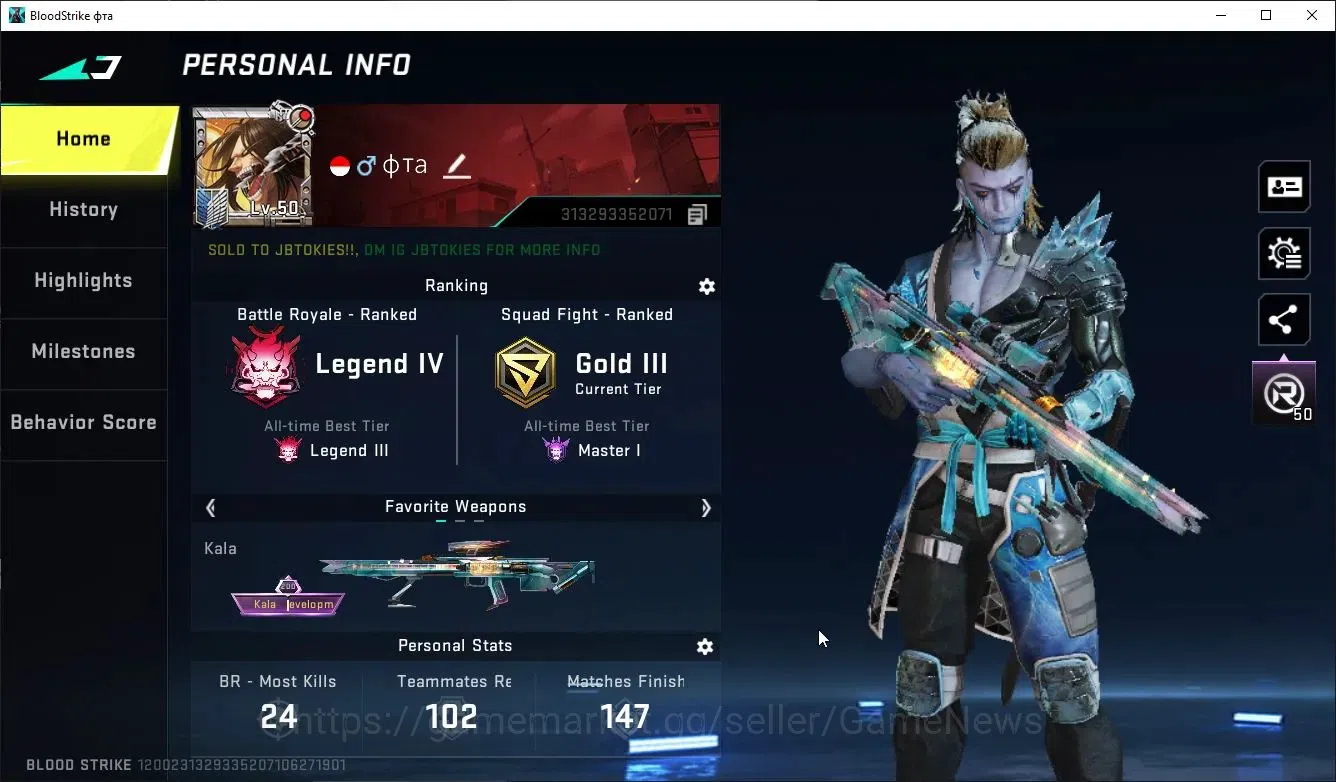 Blood Strike Accounts ASIA|MELEE Sword,TalonKnife+Collab TR MCX,Takemich image 2