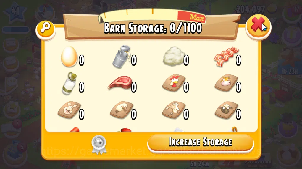 Hay Day Accounts Level 41 | Barn Storage 1100 + Silo Storage 625 | 204k Coins, 35 Diamonds |CN ON|Log Supercell ID|Take 7