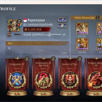 Watcher of Realms Accounts End-Game Global 60xx|Power 4,1M|8 Lord:Nastya A3, Jezebelle+[Skin]A1,Elddr A1|44