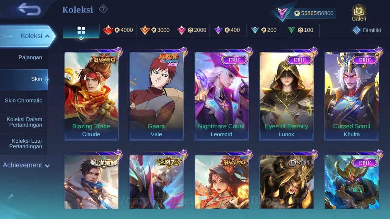 Mobile Legends: Bang Bang Accounts GLOBAL Hero 90 Skin 180 | Sasuke | KOF Guin | AOT  image 6