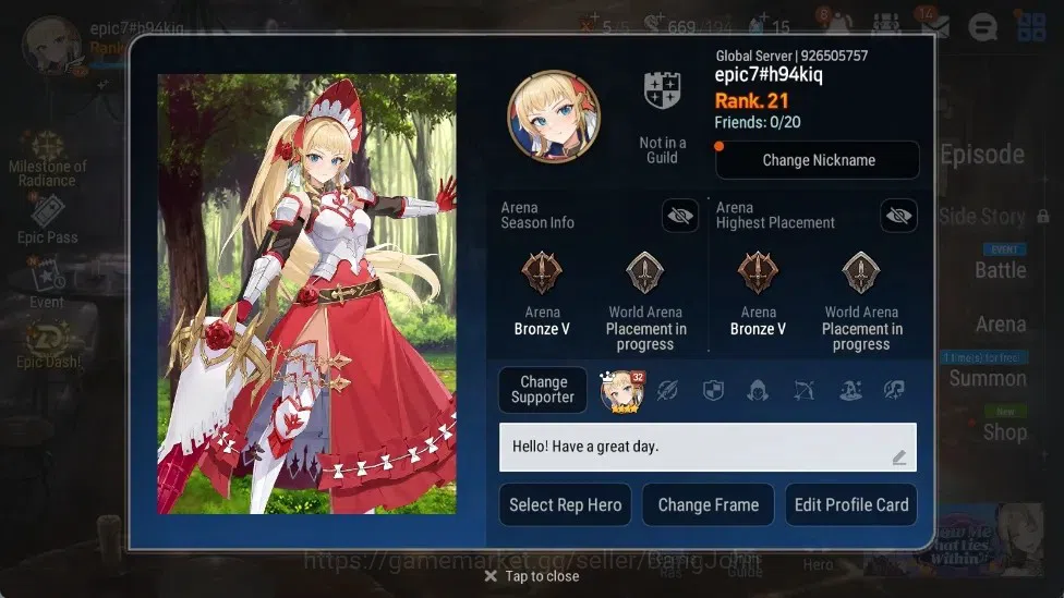 Epic Seven Accounts Starter Global Unverif | Starter|3 ML(TR Elvira,J Kise,Belian)|PoH+Bless ON|SS 15|Stigma 4K|Log 1