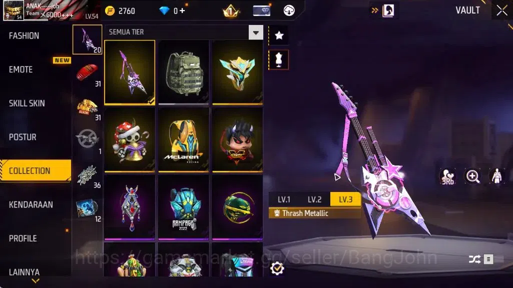 Free Fire Accounts Indonesia | Vault 547 | Evo(Famas Demonic Grin Lv1 image 12