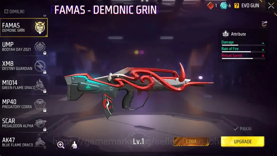 Free Fire Accounts Indonesia | Vault 547 | Evo(Famas Demonic Grin Lv1 image 2