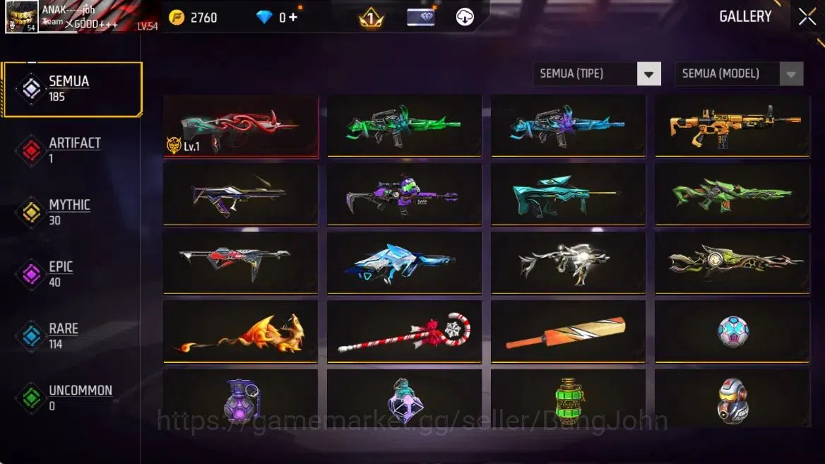 Free Fire Accounts Indonesia | Vault 547 | Evo(Famas Demonic Grin Lv1 image 3