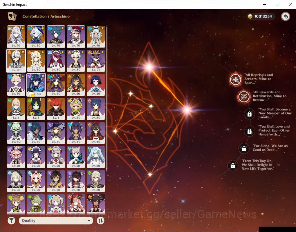 Genshin Impact Accounts ASIA |AR 56|4 Limit+5(*5Wep)|[ArlecchinoC2,Furina] image 4