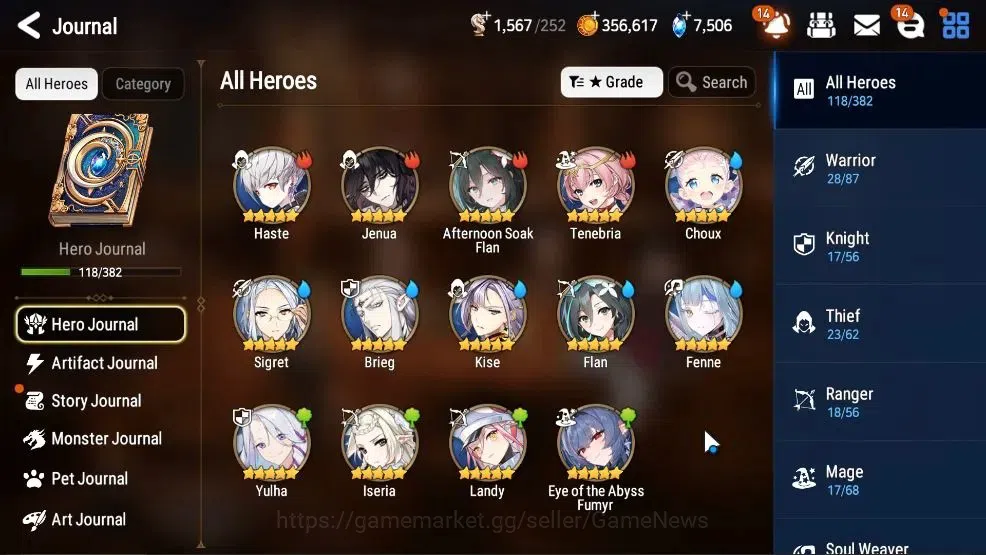 Epic Seven Accounts High-End GLOBAL UnVerif|5 ML(Rhiana&Luci,NM Luna,LH Cermia,Etc)+Aby Fumyr,AFS Flan,etc|Poh ON|7K 7