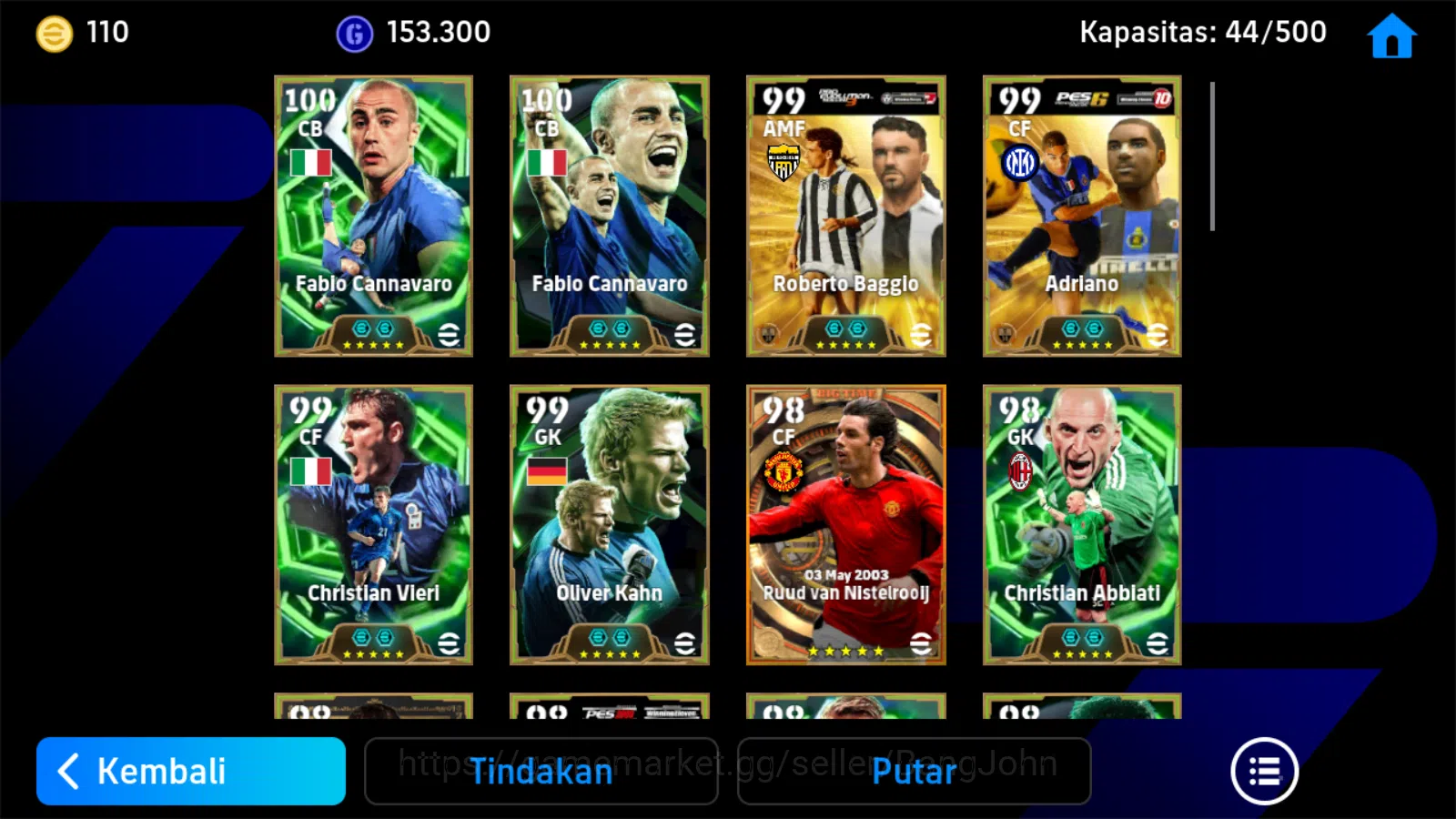eFootball Accounts Power 3229|cannavaro epic,baggio epic,andriano epi image 4