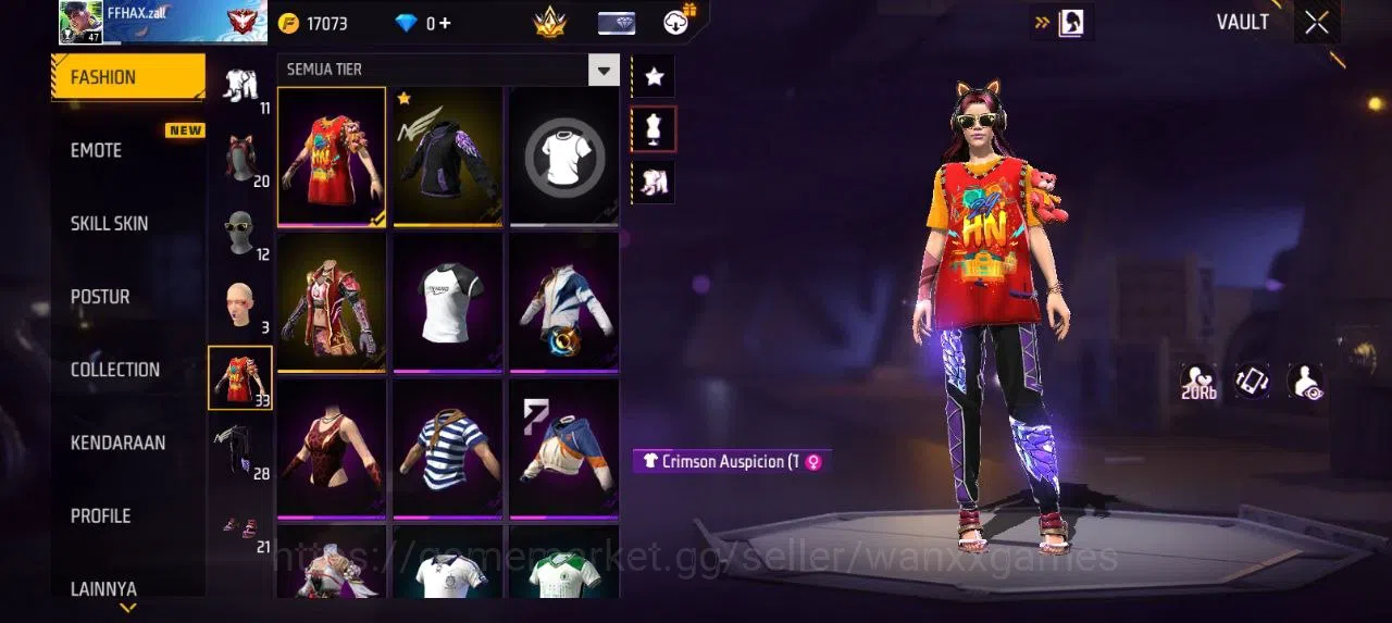 Free Fire Accounts Indonesia | AKUN LVL 47 SG MAMBAH VAULT 33 EMOTE 7 TAS 11 WEAPON 45 | W496 2