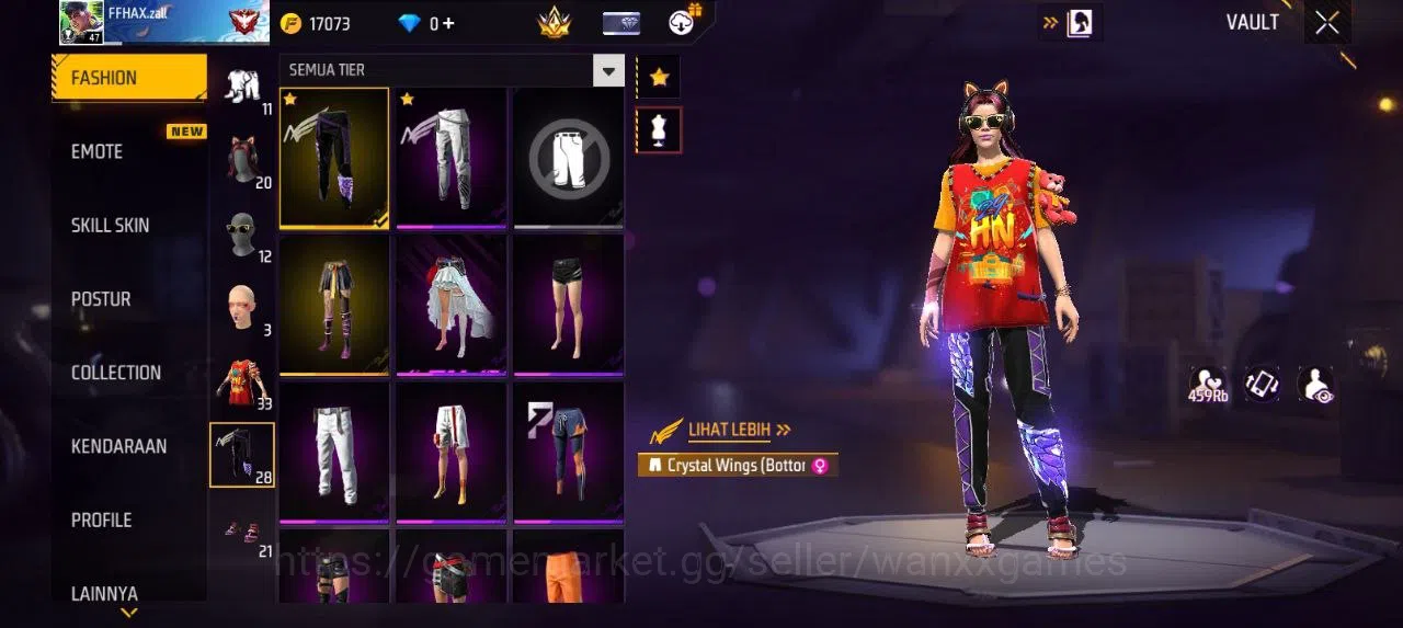 Free Fire Accounts Indonesia | AKUN LVL 47 SG MAMBAH VAULT 33 EMOTE 7 TAS 11 WEAPON 45 | W496 3