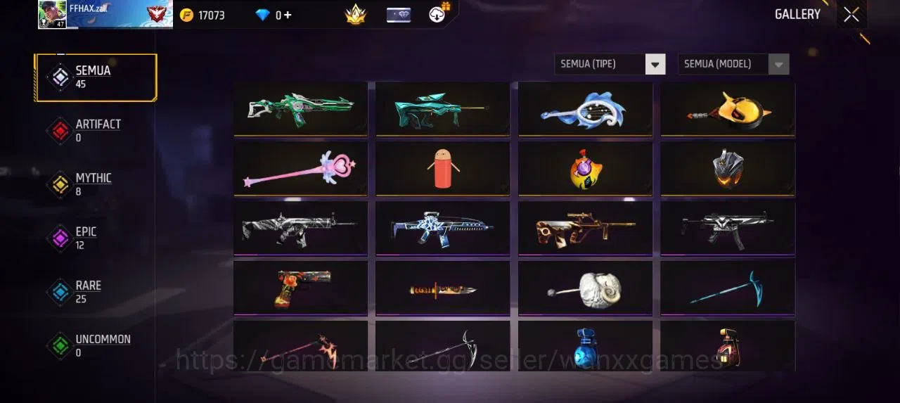 Free Fire Accounts Indonesia | AKUN LVL 47 SG MAMBAH VAULT 33 EMOTE 7 TAS 11 WEAPON 45 | W496 4