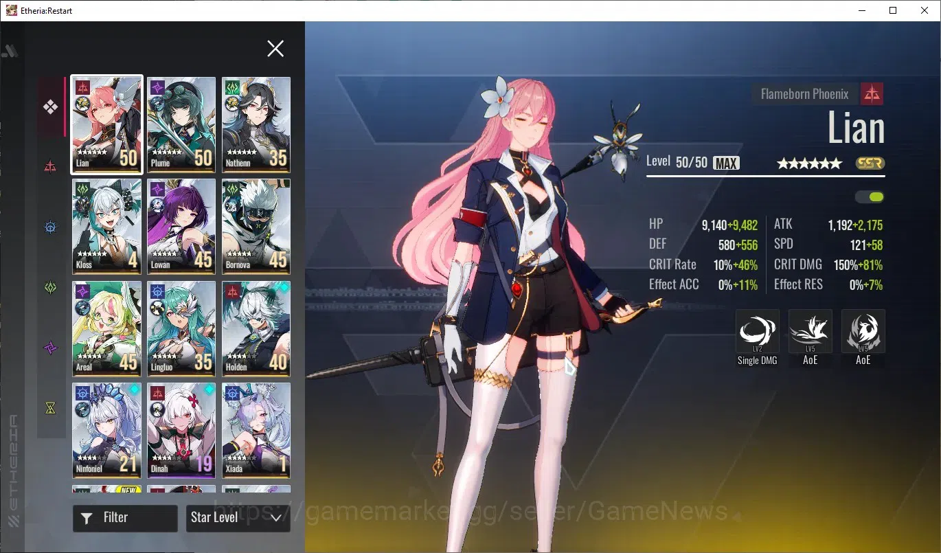Etheria: Restart Accounts GLOBAL-S25|Lv31|5K DM|18 SSR[Lian,Plume,Kloss,Ling image 2