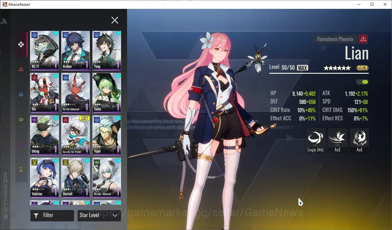 Etheria: Restart Accounts GLOBAL-S25|Lv31|5K DM|18 SSR[Lian,Plume,Kloss,Ling image 5