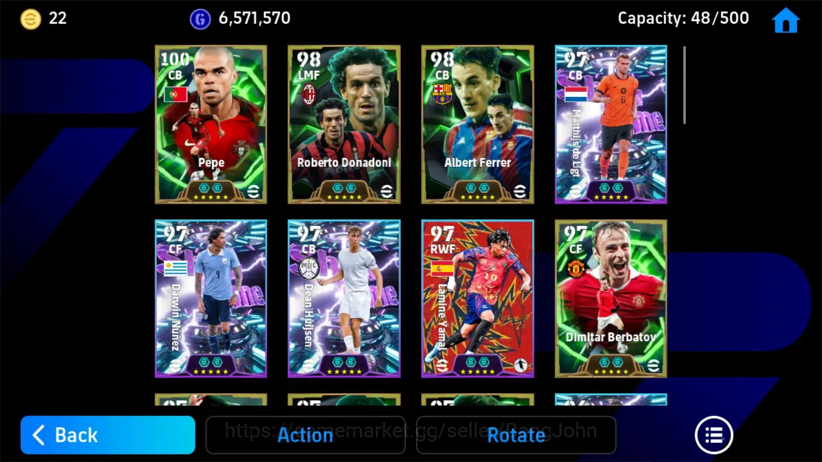 eFootball Accounts Legends & Iconic Players Mobile|PW 4503 |Pepe Epic,Roberto Donadoni Epic,Albert Ferrer Epic,Dean Huijsen 6