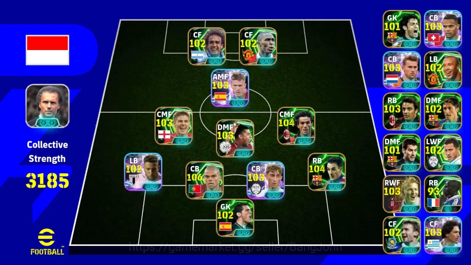eFootball Accounts Legends & Iconic Players Mobile|PW 4503 |Pepe Epic,Roberto Donadoni Epic,Albert Ferrer Epic,Dean Huijsen 9