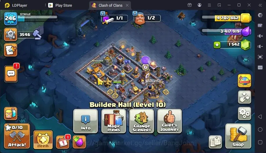Clash of Clans Accounts High-End TH 18-BH 10|LVL246|BK7101,AQ104,MP91,GW77,RC52,DD13|BM217,BC15|13 Legend skin & 14 Gold|Gem 17