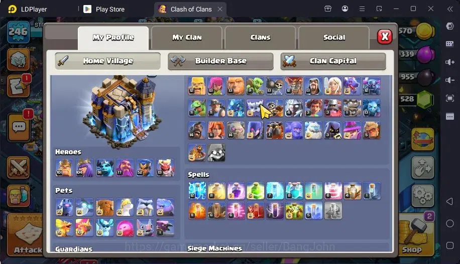 Clash of Clans Accounts High-End TH 18-BH 10|LVL246|BK7101,AQ104,MP91,GW77,RC52,DD13|BM217,BC15|13 Legend skin & 14 Gold|Gem 3