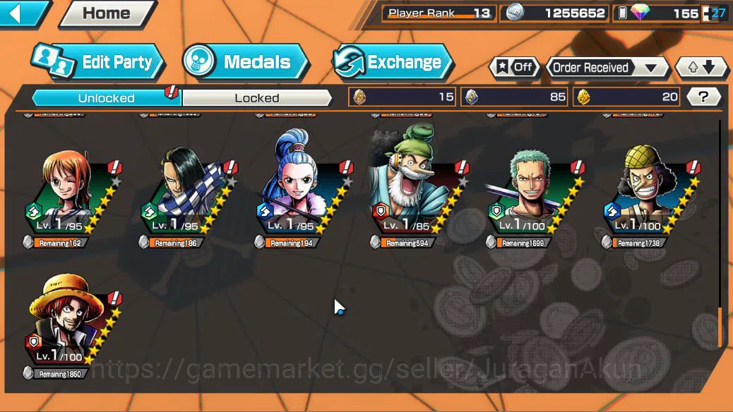 One Piece Bounty Rush Accounts Global|3EX|FilmZ Zephyr,[Sakazuki],4 Emperor Monke image 10