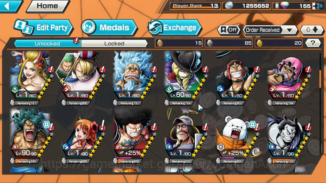 One Piece Bounty Rush Accounts Global|3EX|FilmZ Zephyr,[Sakazuki],4 Emperor Monke image 6