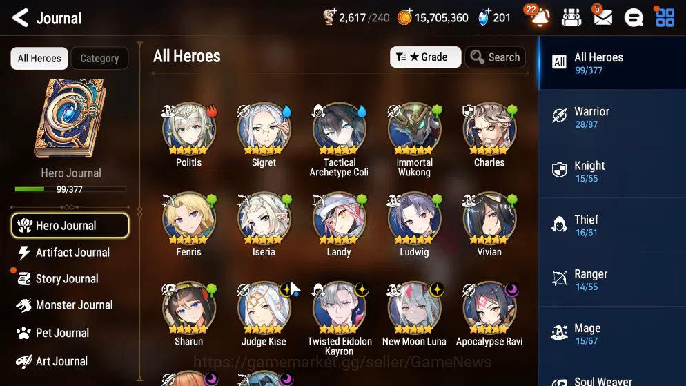 Epic Seven Accounts GLOBAL UNVERIF|New Era|6 ML(NM Luna,SP Politis,LC image 16