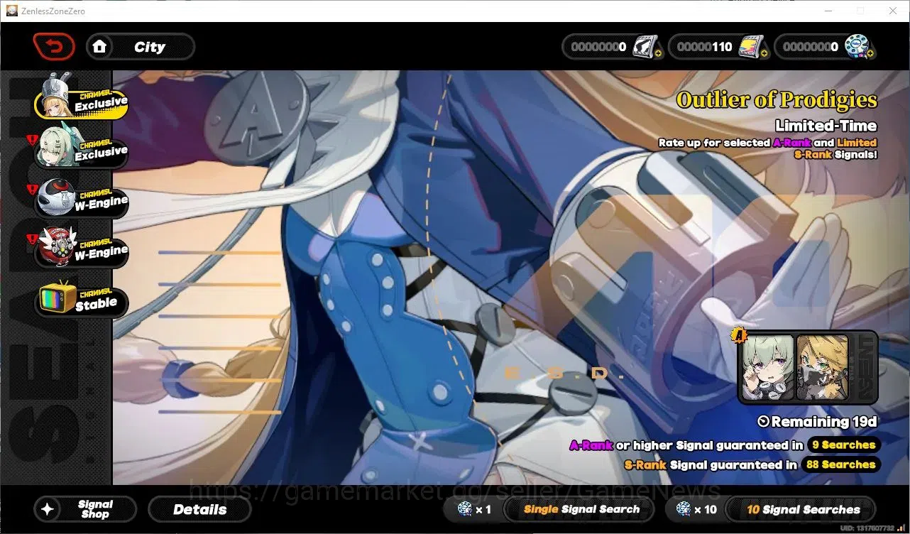 Zenless Zone Zero Accounts Starter ASIA| IK 05 | S1 Prologue | 1 Limited ( Velina Airgid )|All Unset|MC Male|Log Google|Take 10