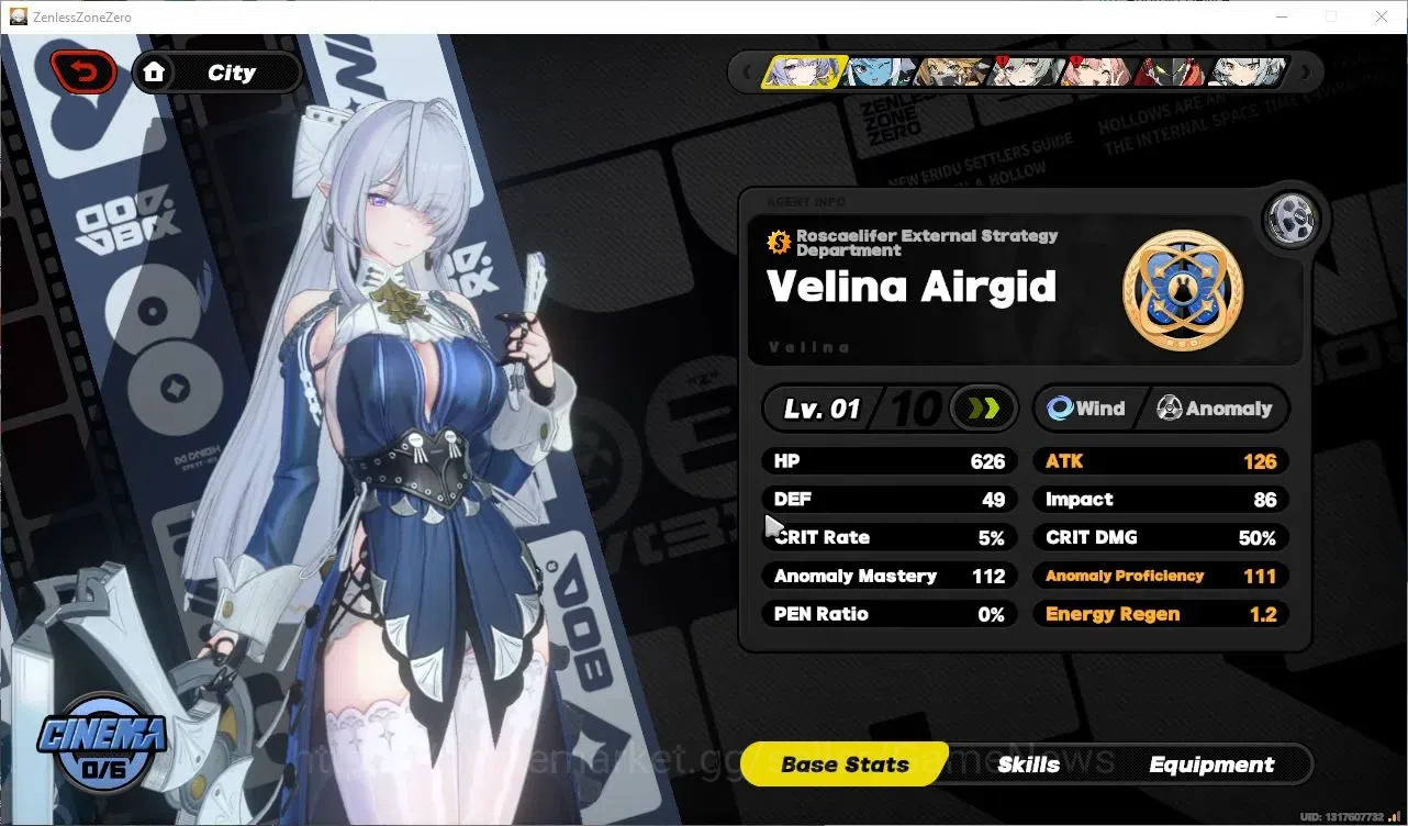 Zenless Zone Zero Accounts Starter ASIA| IK 05 | S1 Prologue | 1 Limited ( Velina Airgid )|All Unset|MC Male|Log Google|Take 4
