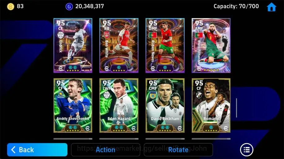 eFootball Accounts Legends & Iconic Players Mobile|PW 3223|Lionel Messi BigT,Pepe Epic,Steven Gerrard Epic,Kaka Epic,Fabio 10
