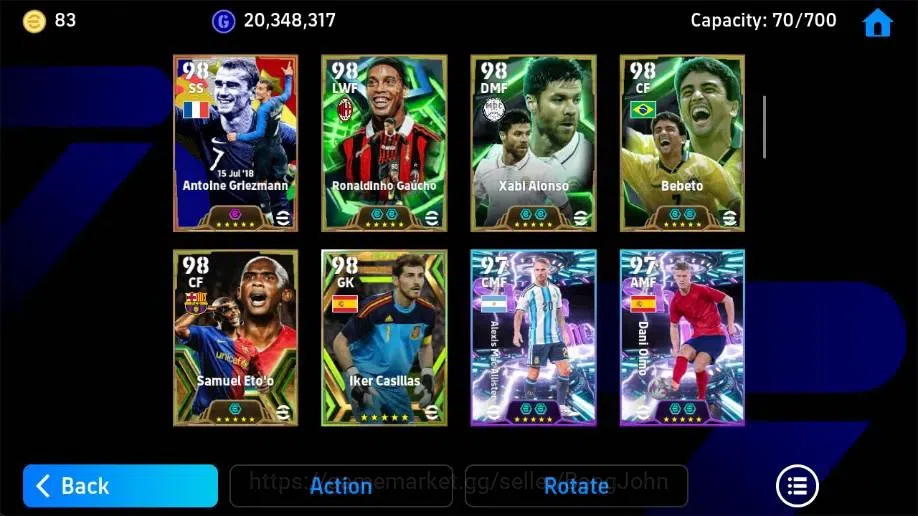 eFootball Accounts Legends & Iconic Players Mobile|PW 3223|Lionel Messi BigT,Pepe Epic,Steven Gerrard Epic,Kaka Epic,Fabio 5