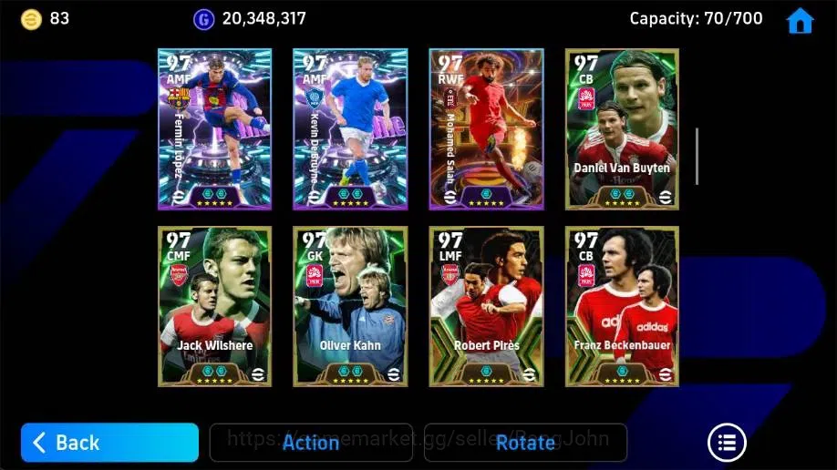 eFootball Accounts Legends & Iconic Players Mobile|PW 3223|Lionel Messi BigT,Pepe Epic,Steven Gerrard Epic,Kaka Epic,Fabio 6