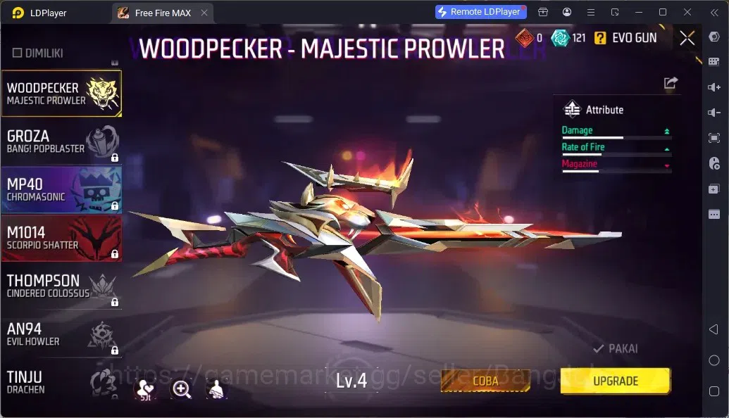 Free Fire Accounts Indonesia | 1 EVO (WOODPECKER-MAJESTIC PROWLER Lv4)| M1887- HAND OF HOPE| Electrify Bunny Backpack 5