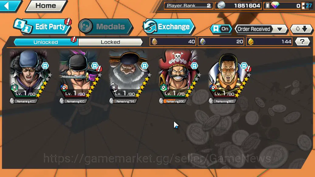 One Piece Bounty Rush Accounts Starter Global|5 EX | T5E ST.Jaygarcia Saturn,AMS Borsalino,KING D.Roger,RO Roronoa Zoro,BP 3