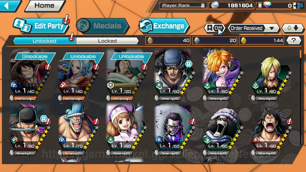 One Piece Bounty Rush Accounts Starter Global|5 EX | T5E ST.Jaygarcia Saturn,AMS Borsalino,KING D.Roger,RO Roronoa Zoro,BP 4