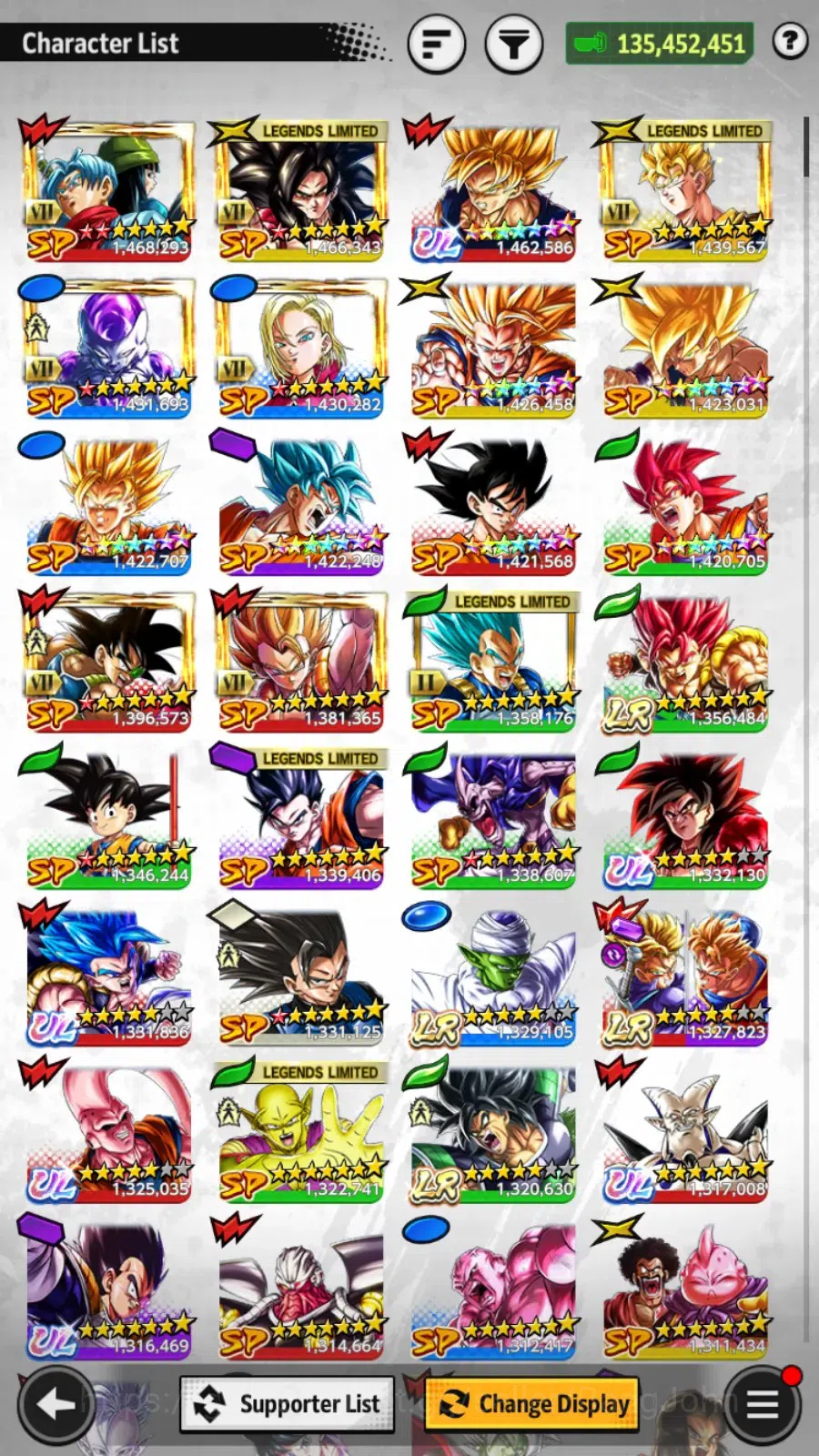 Dragon Ball Legends Accounts High-End Android | Lvl 168|135M Total Power|865 CC|4 LR|6 UL|LR Trunks&Gohan,SSG Shallet 13
