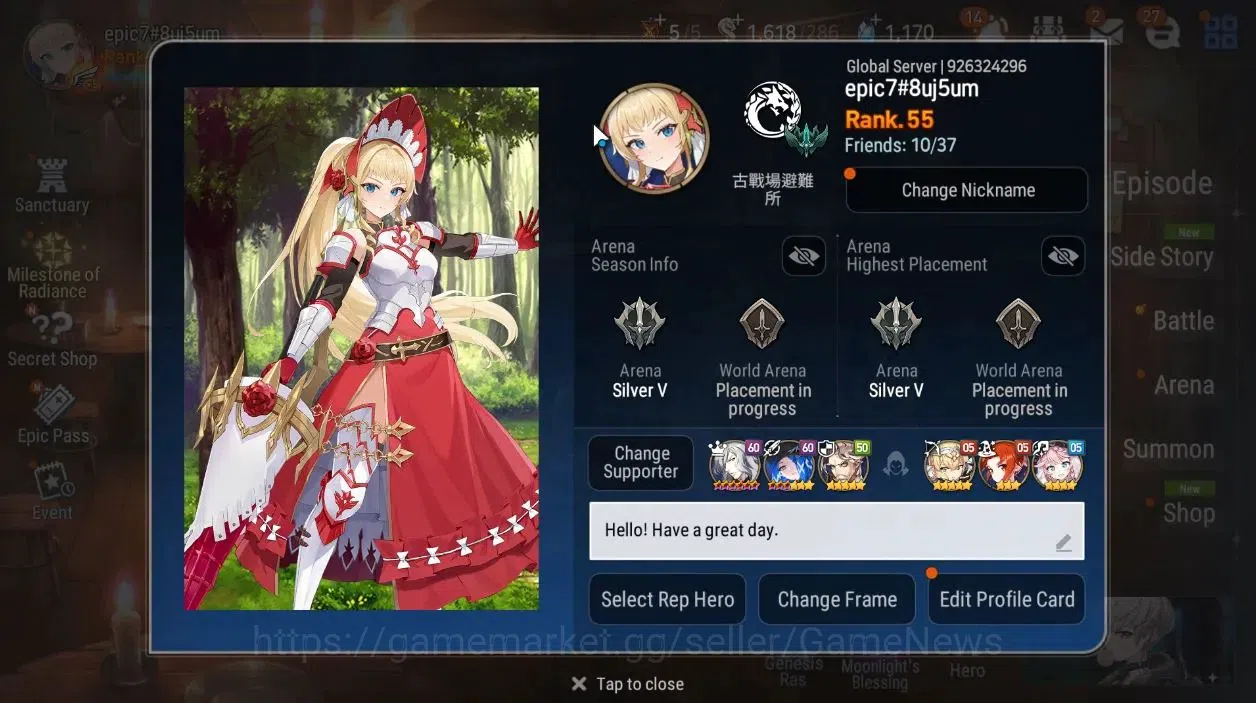 Epic Seven Accounts Global|UnVerif|9 ML(BMHaste,RoLight,Zio,LW Peira,S image 2