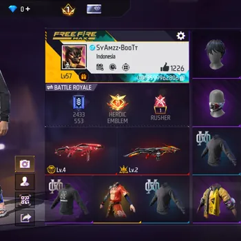 Free Fire Accounts BAJU HITAM POLOS IDAMAN LANGKA - ANIMASI LOBY TORNADO - EVO GUN ADA 2 - MP40 2 JUTA - THOMSON 2 JUTA