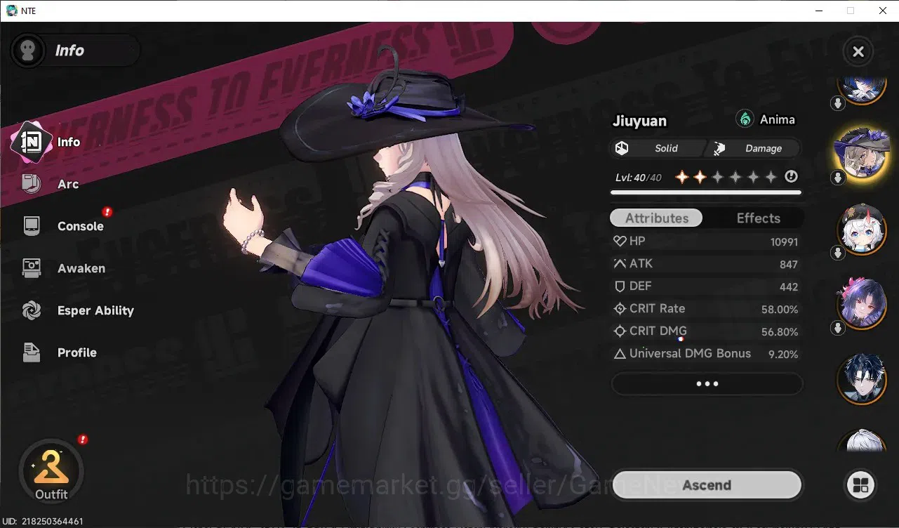 Neverness to Everness Accounts Global SEA|HL 26|TL 14|6 SSR 3 Limit [HotoriA1+Outfit,Shinku,Chaos],Jiuyuan,etc|1 Selector|2 8