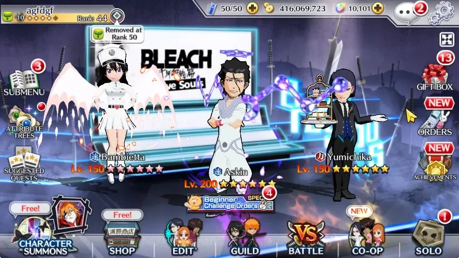 Bleach: Brave Souls Accounts Starter Global | 64K BP+10K Orb|Fresh Story|Askin TYBW25|Bambietta TYBW VSD|Yumichika TMV|Check 1