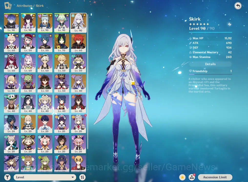 Genshin Impact Accounts ASIA|AR56|4Limited +2(*5Weapon)|Skirk,Flint,Columb image 3